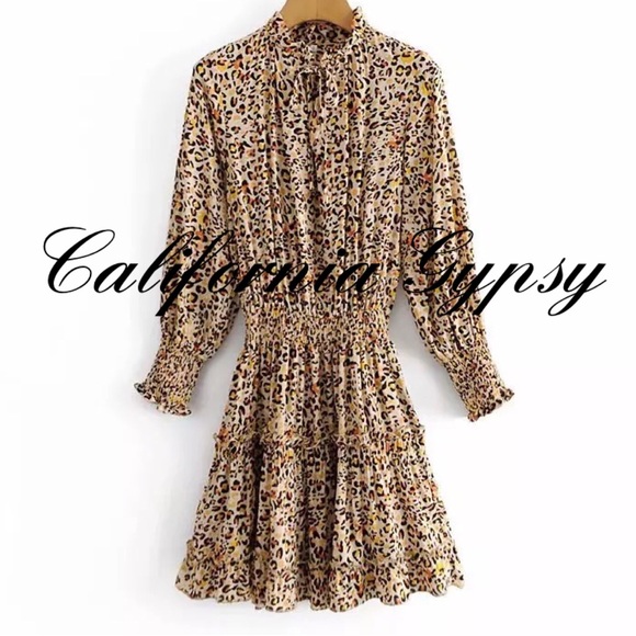 LAST ONE Leopard Print Chic Ruffle Dress - Picture 3 of 16